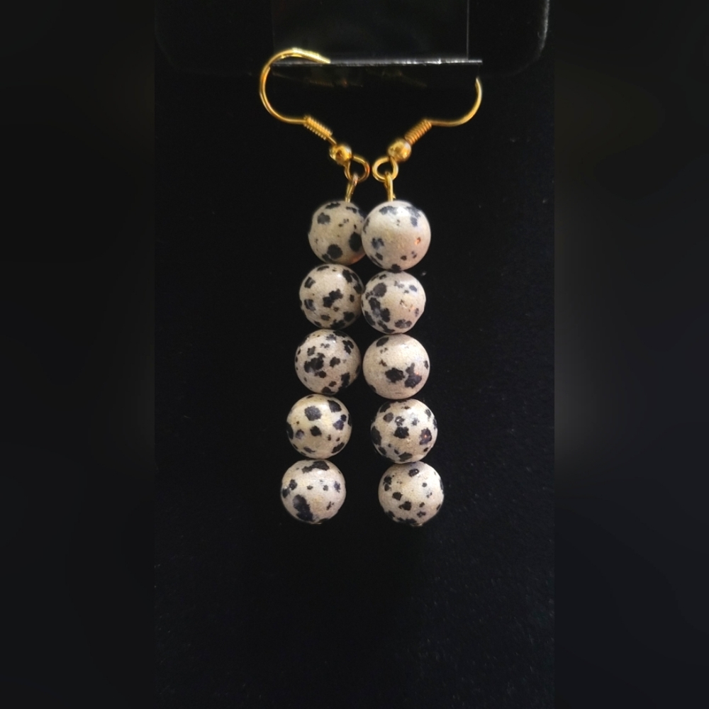 Dalmatian Jasper Crystal Earrings